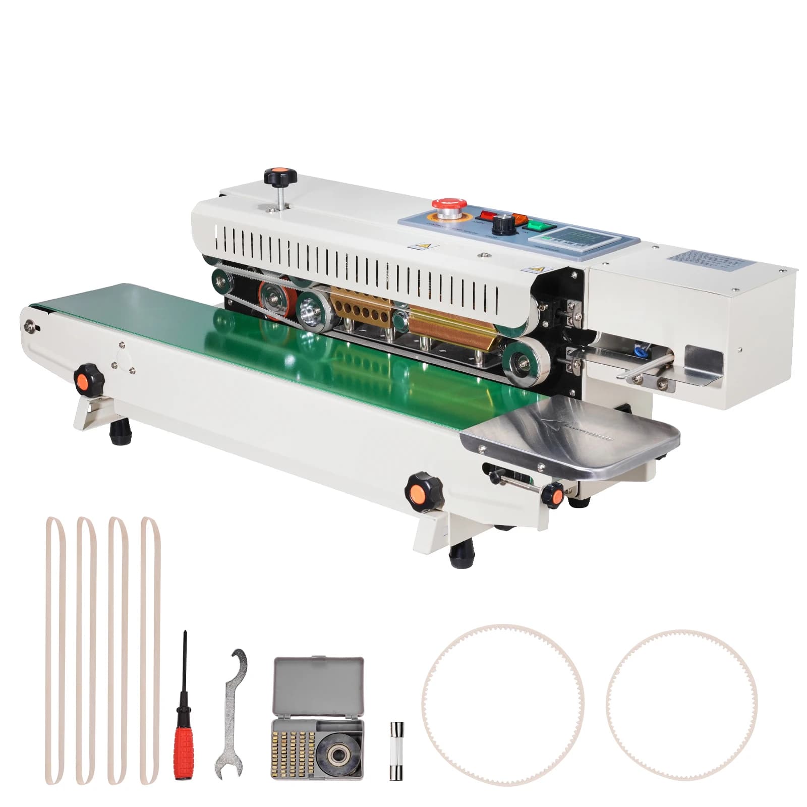 Máquina de sellado continuo de banda de bolsas SucceBuy, sellador de banda horizontal de 6-12 mm con función de inflado para bolsas de plástico de