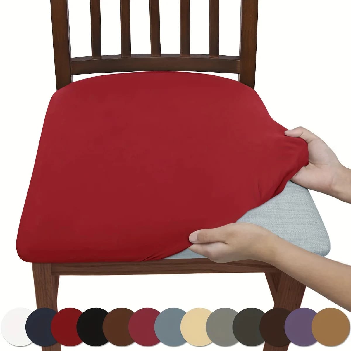 Funda para silla de alta elasticidad, cubierta de asiento de Color sólido cepillado, cómoda, a prueba de polvo y resistente a la suciedad, 2/4