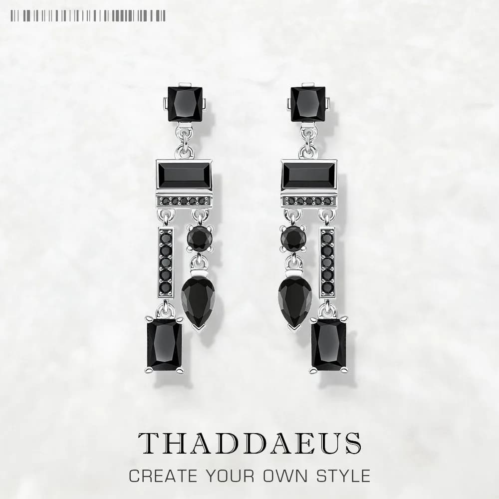 Pendientes colgantes negro mezcla de formas joyería mágica y glamurosa para mujer novedad de verano Plata de Ley 925 regalo Vintage