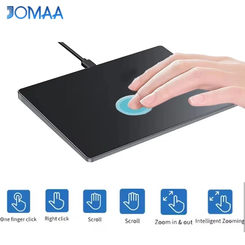 Trackpad con cable Jomaa Muti-Touch, panel táctil con panel táctil USB de alta precisión para ordenador portátil Windows 7/10/11, negro