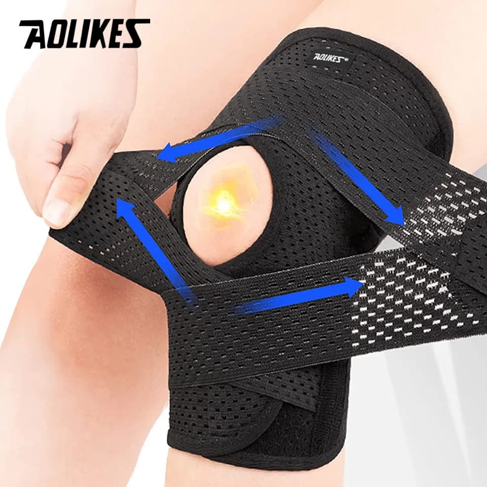 AOLIKES Rodilleras de soporte con estabilizadores laterales para hombres y mujeres Desgarro de menisco Dolor de rodilla ACL MCL Recuperación de