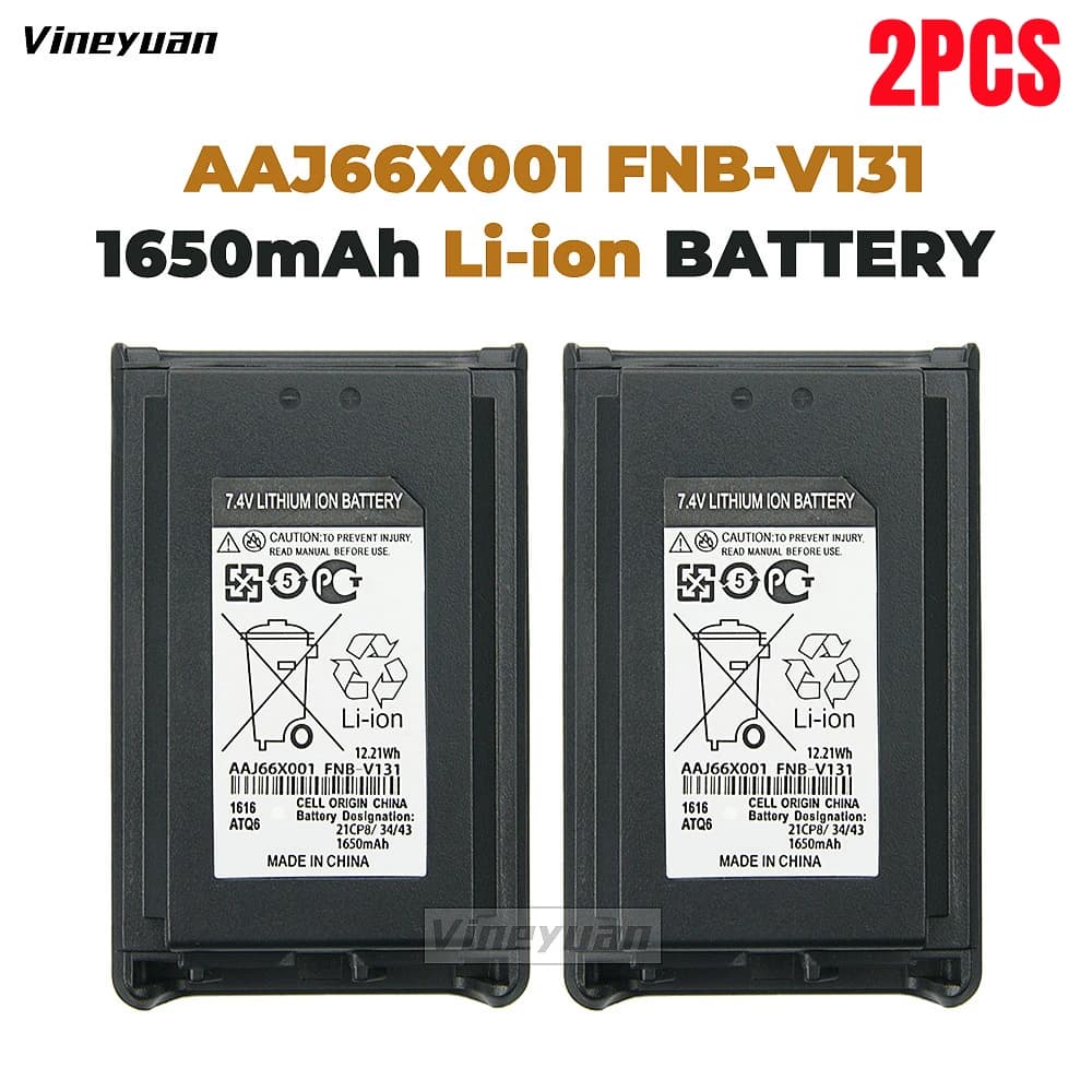2 unidades nueva batería de Radio de iones de litio AAJ66X001 7,4 V 1650mAh FNB-V131LI para Radio Vertex Standard VX-231 VX231 VX-228 VX228 VX230