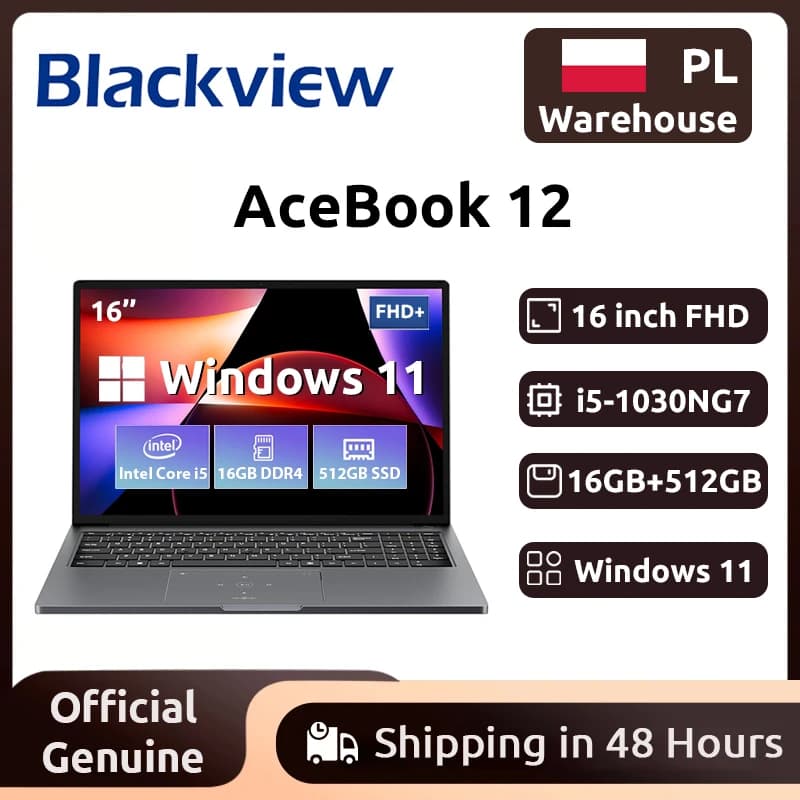 Portátil Blackview AceBook 12 con Windows 11, pantalla FHD IPS de 16'', procesador Intel i5-1030NG7, 16 GB de RAM, 512 GB de SSD, 2 en 1 con lector