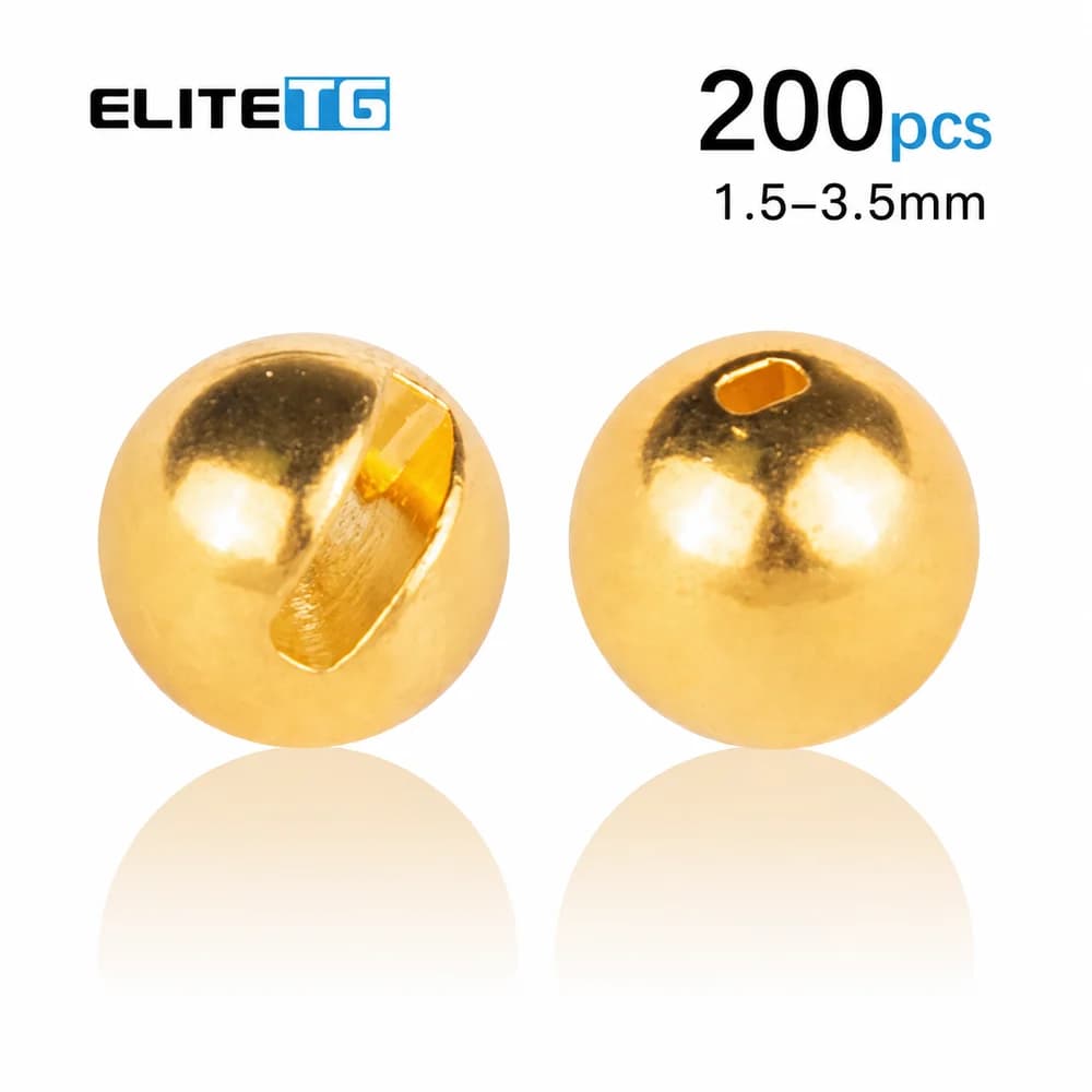 Cuentas Ranuradas de Tungsteno Elite TG de 1.5-3.5mm, 200 Unidades, Material de Alta Calidad para Pesca con Mosca, Cuentas para DIY