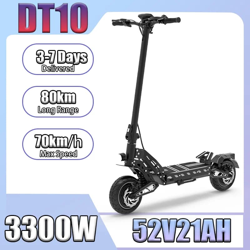 Patinetes eléctricos de 3300W, Motor Dual, batería de 52V21AH, patinete eléctrico de doble suspensión, neumáticos de 10 pulgadas, scooters