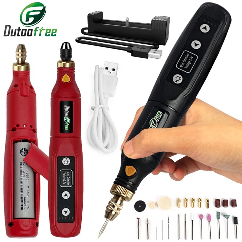 Taladro inalámbrico USB, batería extraíble recargable, grabado LED Variable, herramienta rotativa de ajuste de 5 velocidades, Mini amoladora,