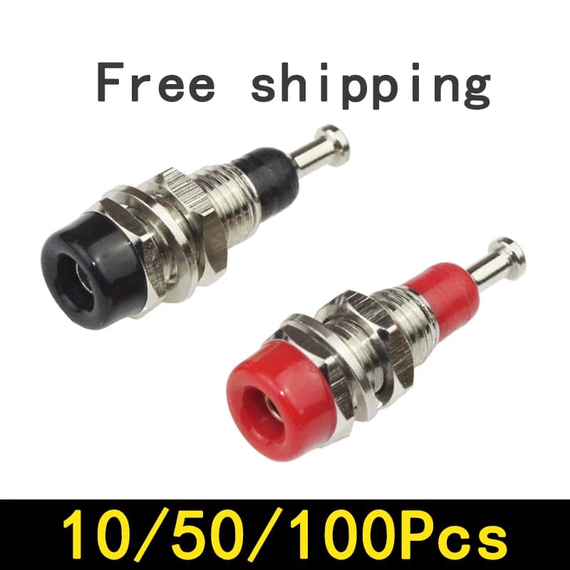 10/50/100PCS Enchufe hembra tipo banana de 2 mm con terminal de cobre aislado - Ideal para pruebas de paneles y conexiones de altavoces