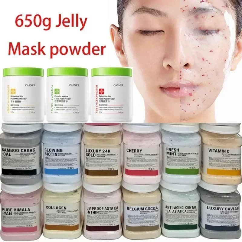 Mascarilla de gelatina de rosa y arbutina de 650g, polvo para mascarillas de plantas DIY, exfoliación de vitamina C, ácido hialurónico, cuidado de