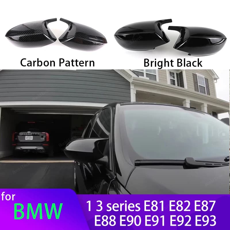 Tapas de cubierta de espejo retrovisor lateral negro con apariencia de fibra de carbono para E90 E91 M3 estilo cubierta E81 E82 E87 E88 para BMW 1 3