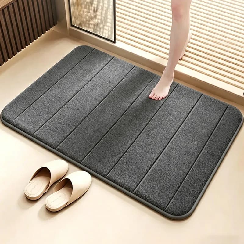 Alfombra antideslizante de terciopelo Coral para baño, absorción rápida de agua, lavado en seco a máquina, alfombrilla para inodoro, suave y