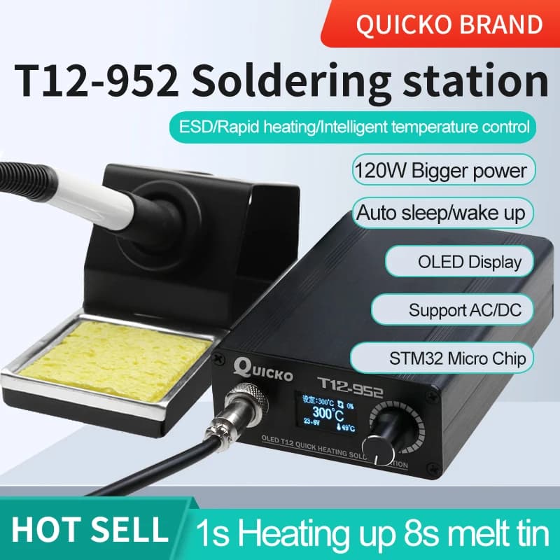 Estación de soldadura de T12-STM32 de calentamiento rápido, soldador electrónico Digital OLED, con conexión a tierra, actualización de 952 QUICKO