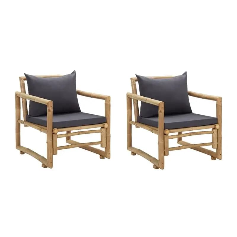 Sillas de Jardín con Cojines – Sillas de Patio de Bambú para Terraza y Jardín – Diseño Rústico con Asiento y Respaldo Acolchados