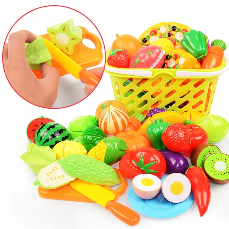 Juego de casa de juego de comida para cortar frutas y verduras, juguetes educativos de rompecabezas para niños y niñas, regalos de navidad,