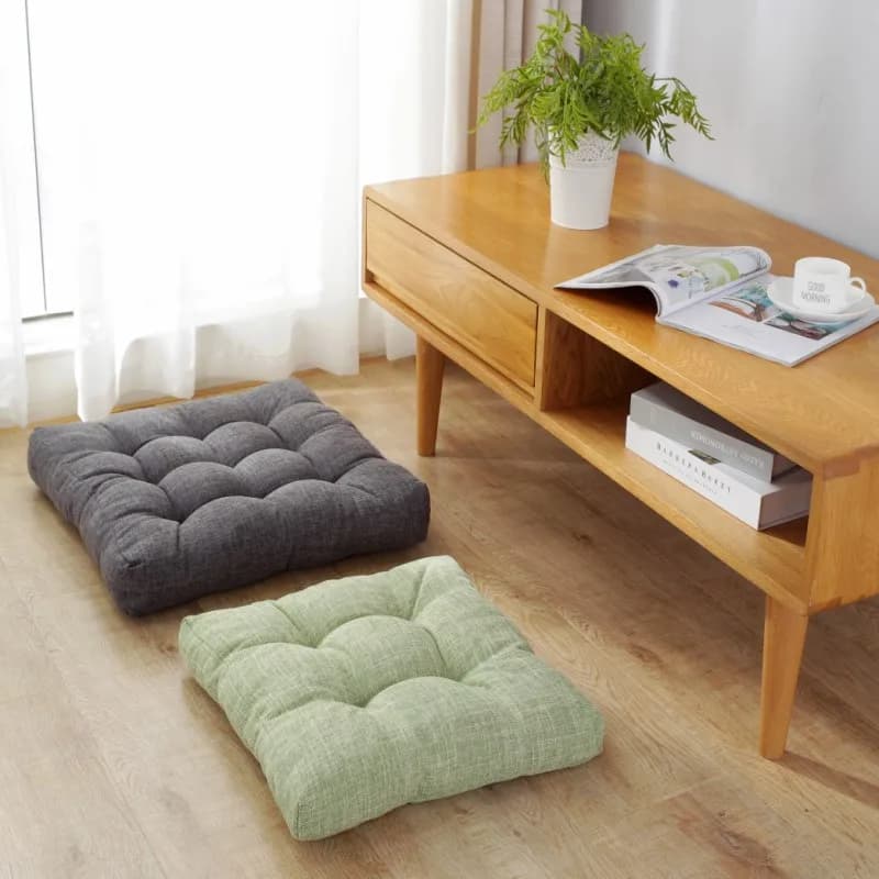 Cojín de asiento capitoné de lino, cojines cuadrados grandes para el suelo, futón, meditación, Yoga, asiento de suelo grueso, almohada, Tatami,
