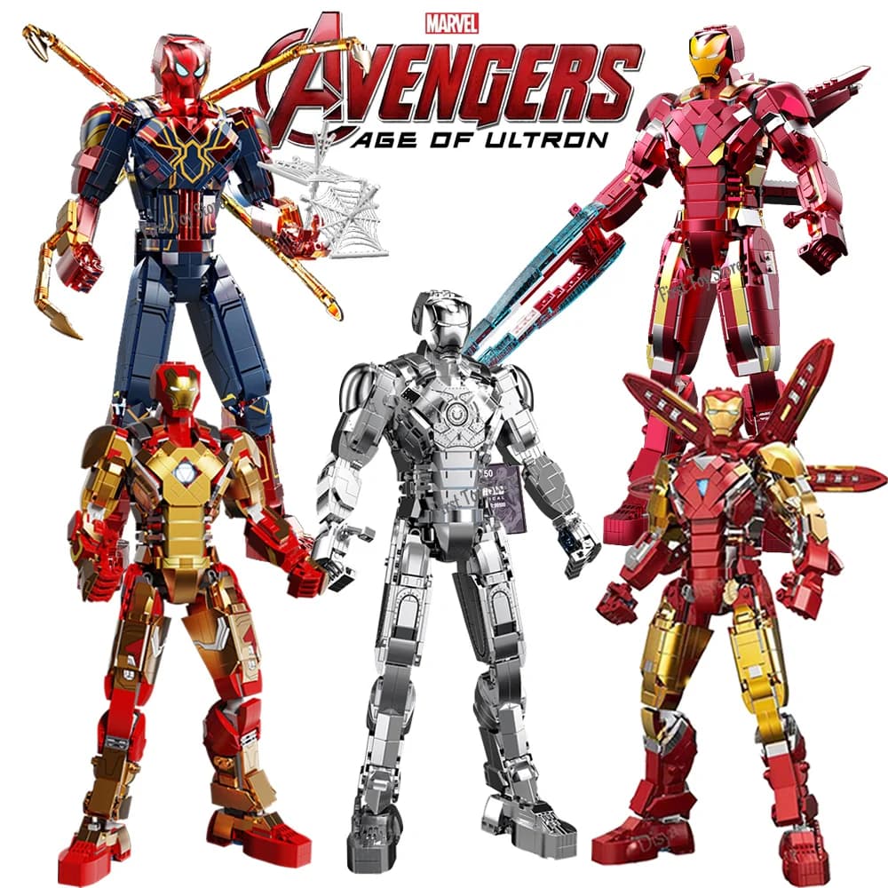 Vengadores Spiderman MK85 MK50 MK2 MK3 Iron Man Mecha Kit de bloques de construcción juegos de ladrillos modelo juguetes regalo