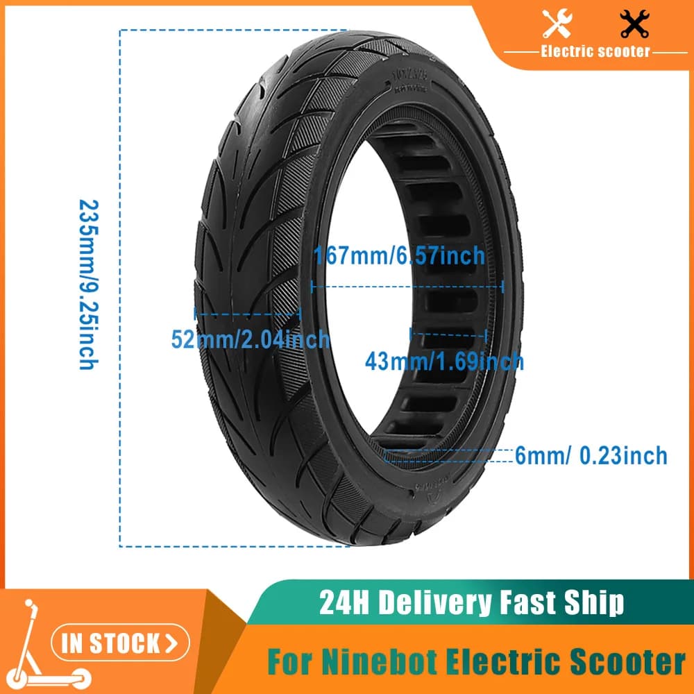 Neumático sólido de goma de 10 pulgadas, 10x2.125, para patinete eléctrico Ninebot Segway F20 F25 F30 F40, neumático grueso sin cámara a prueba