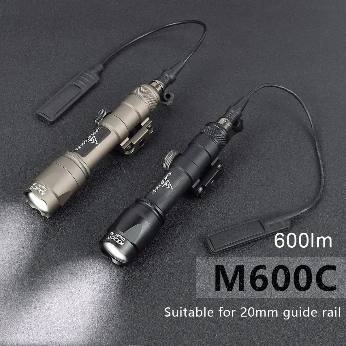 Linterna táctica Surefir M300 M600 M600C Luz de explorador con interruptor de presión de doble función 600 lúmenes armas de caza luz de pistola