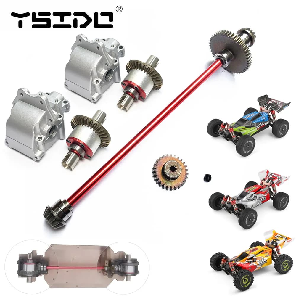 Piezas de mejora Wltoys 124019 124018 124016 124017 144001   1/12 1/14 RC coche Metal eje Central principal eje de transmisión diferencial engranaje