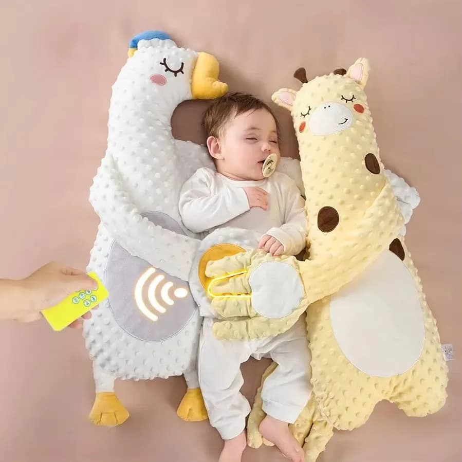 Almohada para dormir para bebé, muñeco de palmaditas para recién nacido con Control remoto de Palma calmante, almohada eléctrica para mano de
