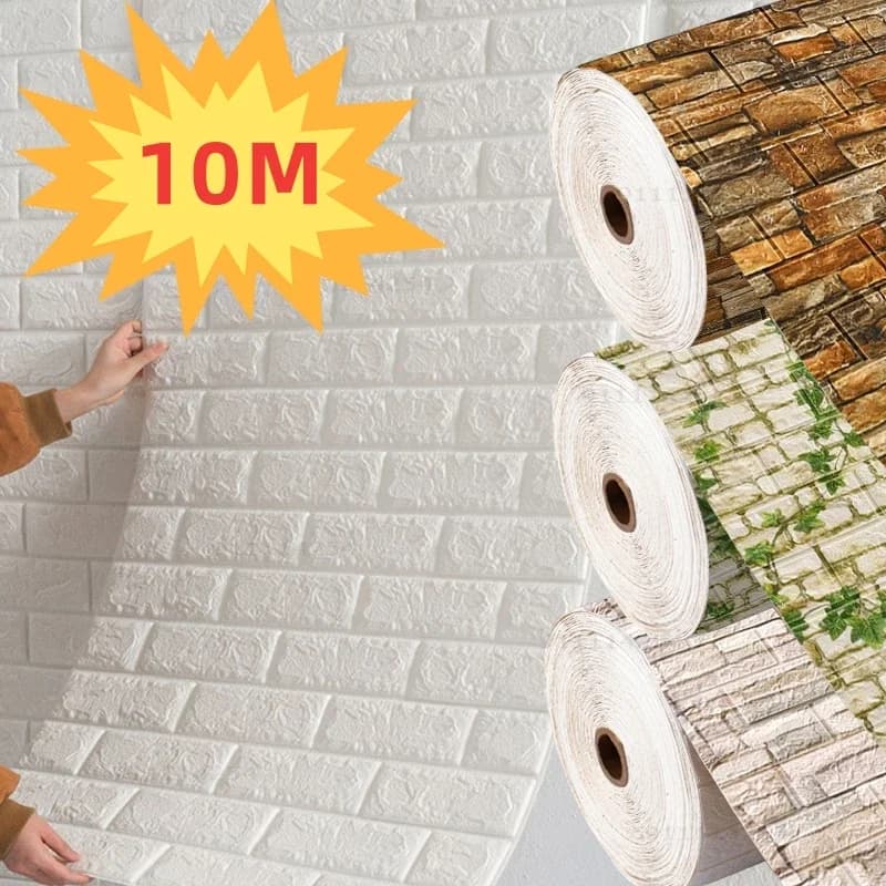 Papel tapiz 3D de 70cm x 1/5/10m, decoración autoadhesiva, papel tapiz de ladrillo de espuma antigua, pegatina de pared 3d impermeable para sala de
