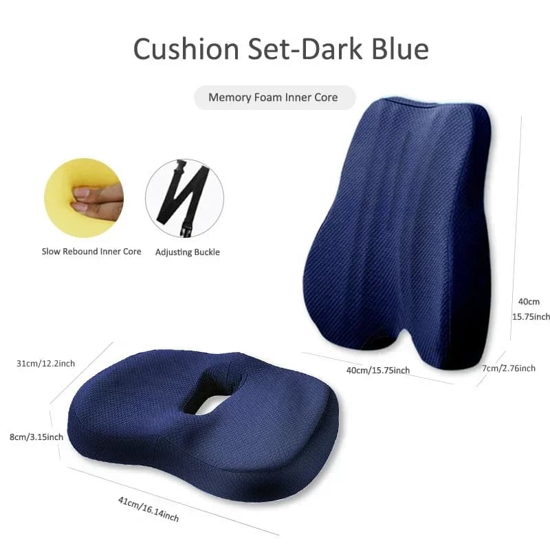 Juego de Cojines de Espuma Viscoelástica para Soporte Lumbar y de Cintura, Ortopédico y Ergonómico, Alivio para Coxis, Cadera y Zona Lumbar, para