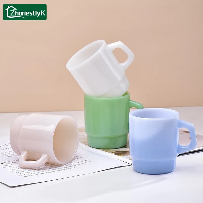 Taza de viaje de café de cristal de estilo coreano, taza de agua para té de la leche, tazas de Espresso, tazas de Jade de leche personalizadas,
