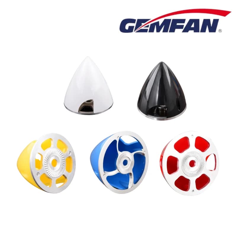 Spinner 38mm 45mm 51mm 57mm 63mm 70mm 75mm para avión RC piezas de bricolaje accesorios de pasatiempos base de aluminio Spinner de plástico Gemfan