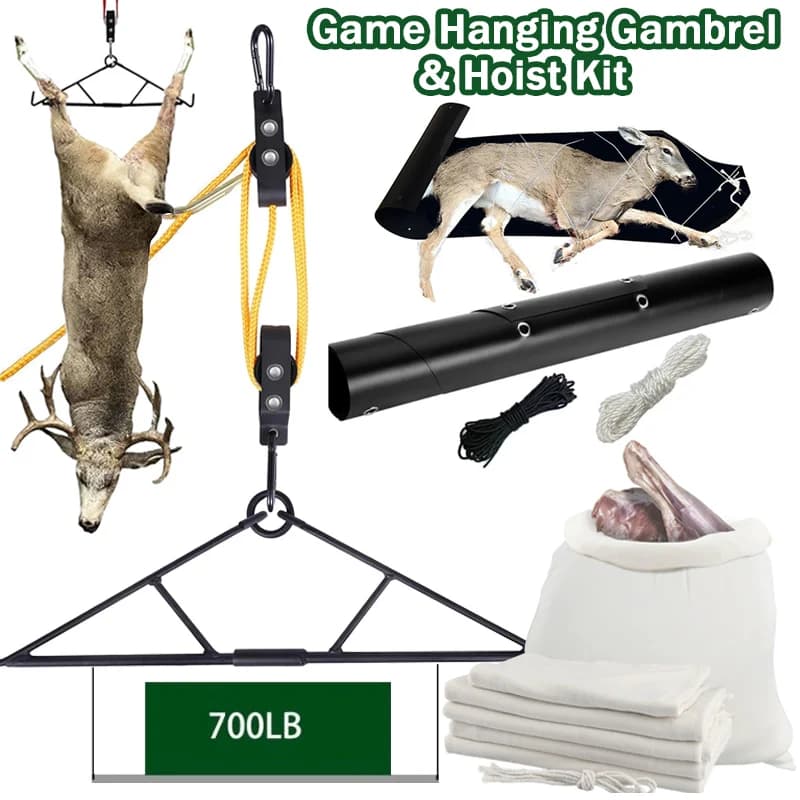 Equipo de caza de ciervos, colgador de ciervos, polipasto para Skinning, bolsas de juego de caza de alces, juego de ciervos, arnés de arrastre de