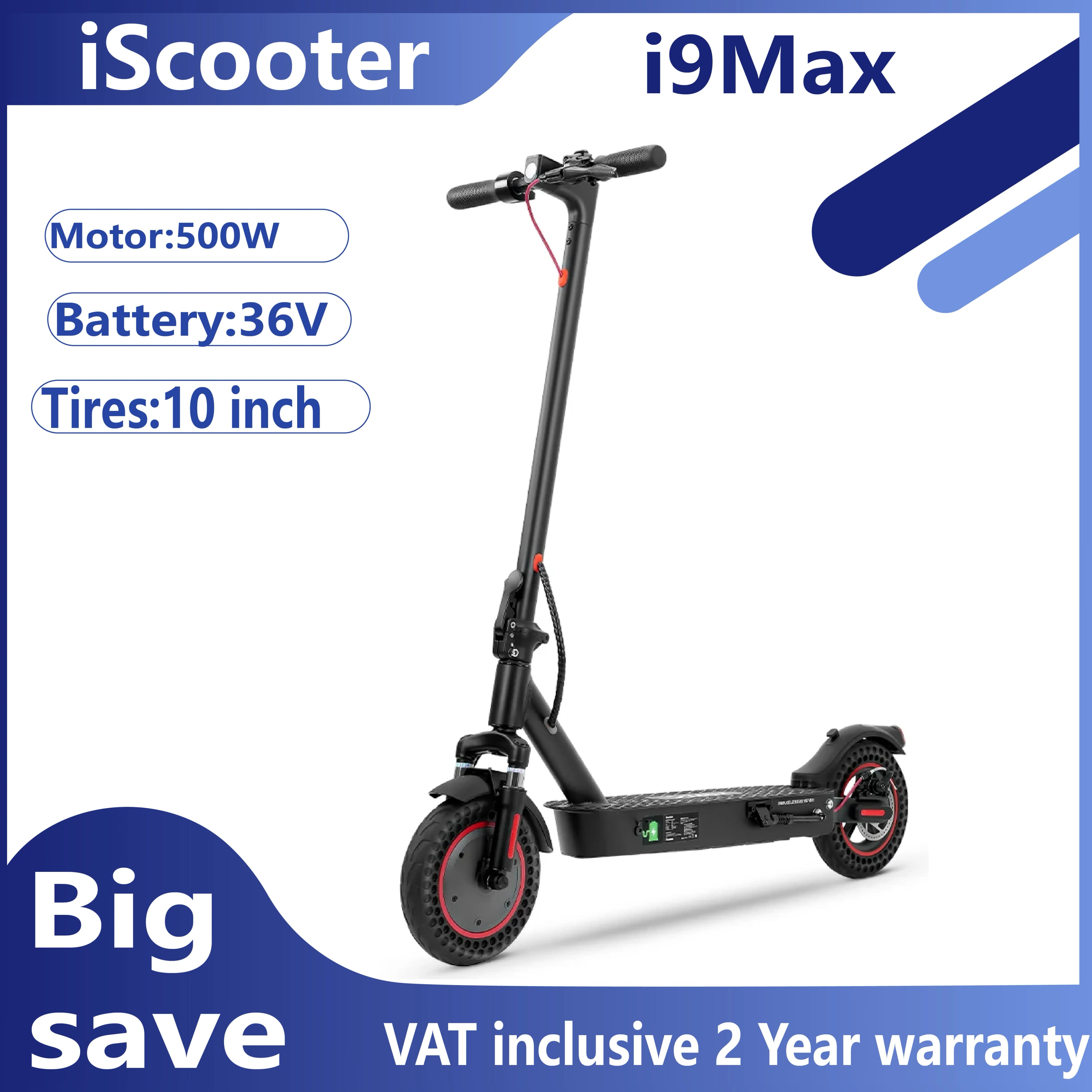 IScooter I9 Max Scooter eléctrico 500W Motor 36V10AH 10 pulgadas neumático de panal patinete eléctrico Scooters plegables para adultos