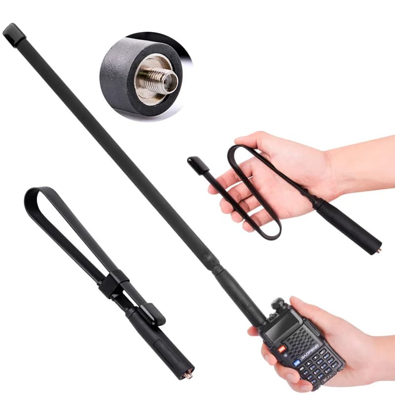 Antena walkie-talkie baofeng de largo alcance UV -5R 9R 6R UV82 antena plegable táctica CS de doble banda