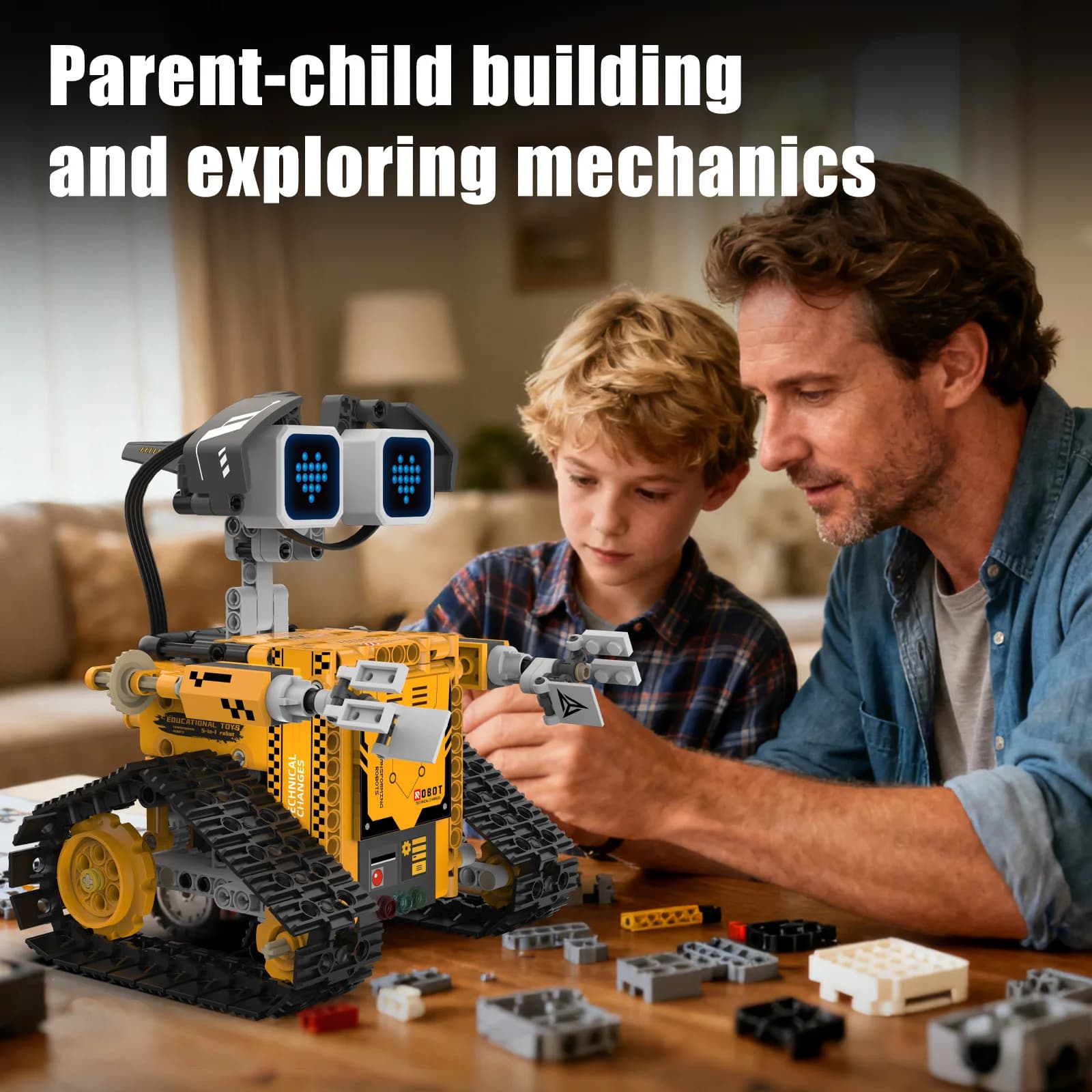 Montaje de modelo de robot transformable 5 en 1 con pantalla Digital, juguete de bloques de construcción de robot de control remoto, juguete para
