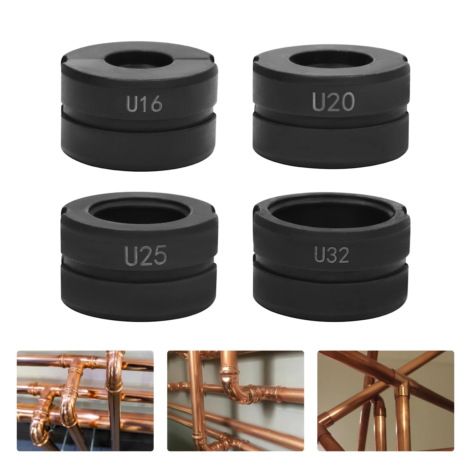Juego de mandíbulas de prensatelas U16/20/25/32mm, Kit de abrazadera Tubular de troqueles de prensado, insertos de engarzado para la mayoría de