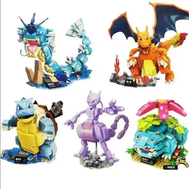Bloques de construcción de Pokémon para niños, juguete de dibujos animados de Pikachu, Bulbasaur, modelo ensamblado, mascota, elfo, regalo para