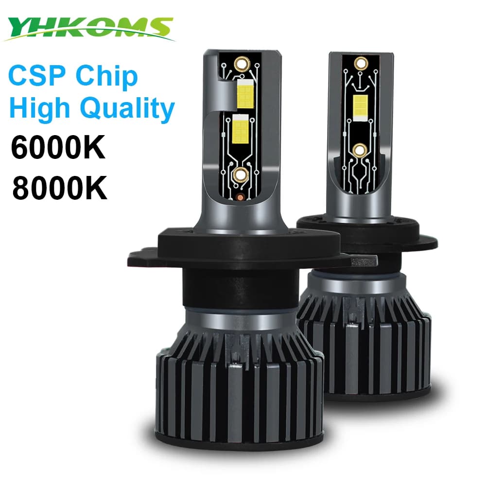 YHKOMS H4 H7 LED 20000LM CSP faro de coche H1 H8 H9 H11 bombilla LED H3 9005 9006 880 881 5202 9004 9007 H13 iluminación antiniebla automática 12V