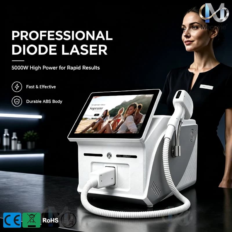 Lo Último en Depilación Láser Diodo de 5000W, Indolora y Permanente, Tecnología FAC Avanzada con 4 Ondas, Exclusivo para Salones, Certificado