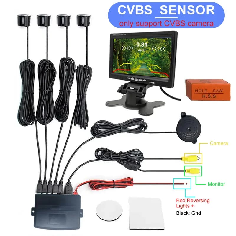 Sistema de Radar de Reversa para Auto con Pantalla Digital y CPU de Doble Núcleo CVBS, Sensor de Estacionamiento con Video
