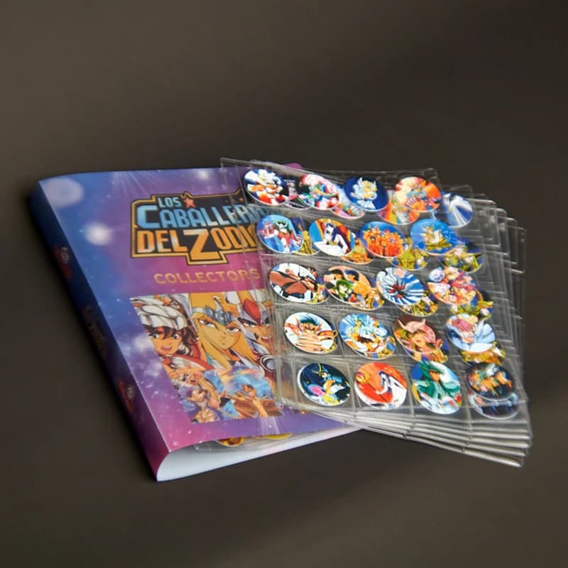 Álbum Lote De Tazos, tarjetas De Los Caballeros Del Zodiaco, colección De carpetas De hojas sueltas, Sabritas Taps, Pogs, regalo infantil para