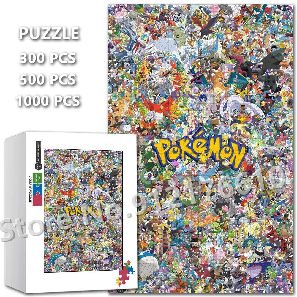 Pikachu Pokemon Art Puzzles 300/500/1000 piezas rompecabezas imágenes creativas juguetes educativos divertido juego familiar para niños adultos
