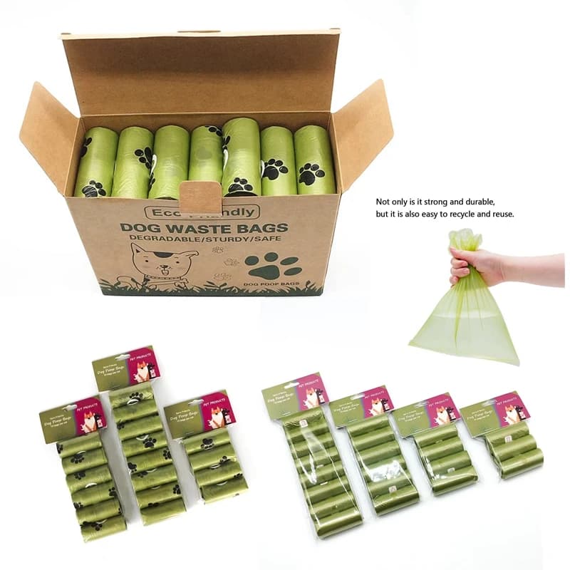 Rollo de 1/42 bolsas de basura biodegradables para mascotas, bolsas para excrementos de perros, bolsa para excrementos perfumada a granel, bolsas de