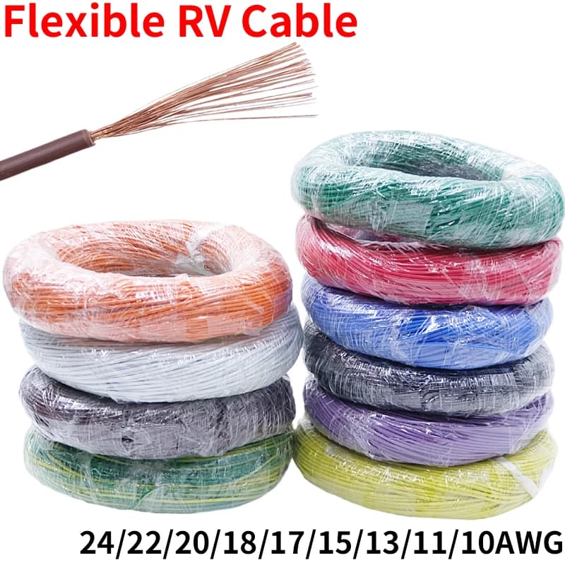 Cable Flexible de alambre de cobre RV, Cable eléctrico de PVC, línea Flexible multihebra de un solo núcleo de 300/500V para cables de Audio de