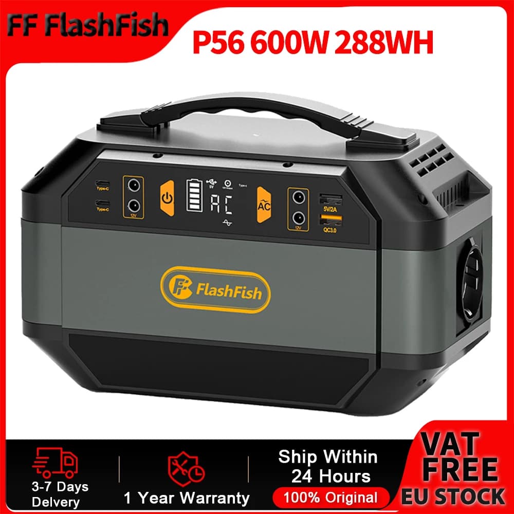 FF Flashfish 330W Peak 600W Estación de energía portátil 288,6Wh Generador solar 78000mAh/3,7 V Batería para interrupción de energía Emergencia