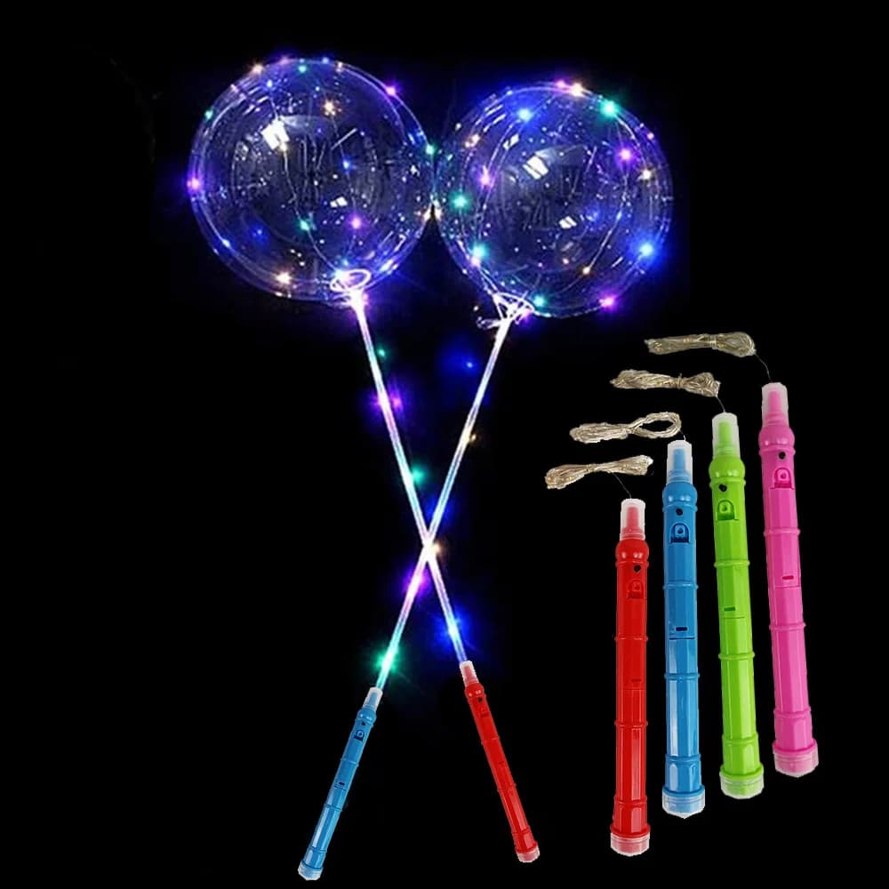 1/5/10/20/30 Uds. Globos BoBo con luz LED coloridos 3 niveles mango intermitente 20 pulgadas globo de burbujas palo de 70cm