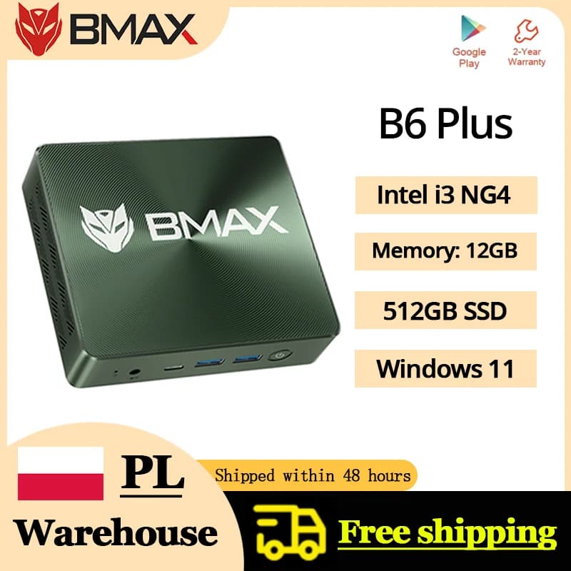 Mini PC BMAX B6 Plus: Intel i3-1000NG4, Windows 11, 12 GB DDR4, SSD NVMe de 512 GB, WiFi 5, Bluetooth 4.2, 3 × USB 3.0, 2 × HDMI