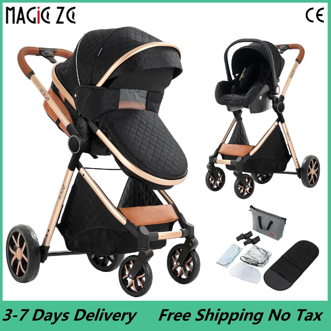 Cochecito de bebé compacto plegable 3 en 1, cochecito ligero, cochecito para recién nacido, sistema de viaje, cochecito para bebé