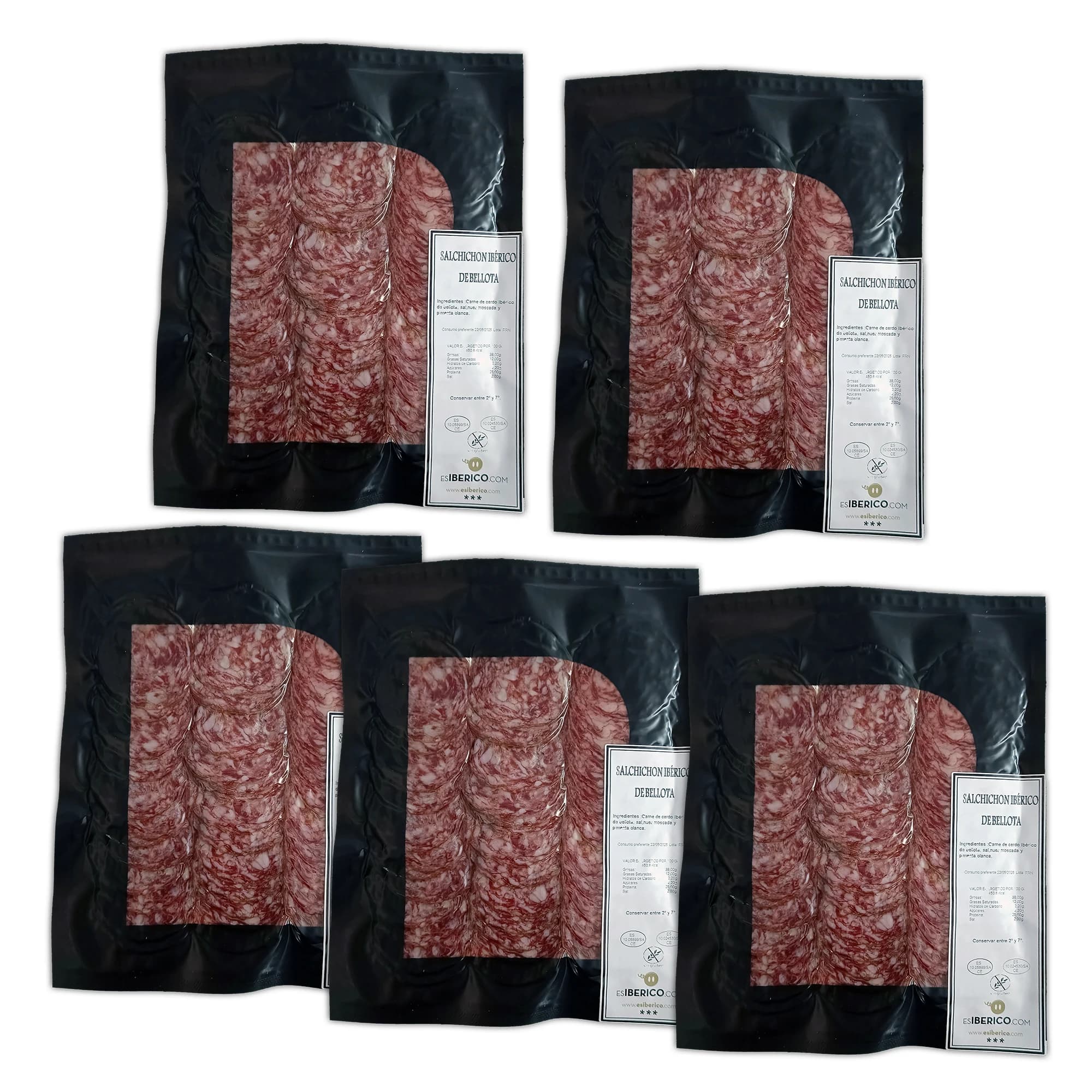 Salchichon De Bellota Iberico: 5 Unidades De 100 Gr