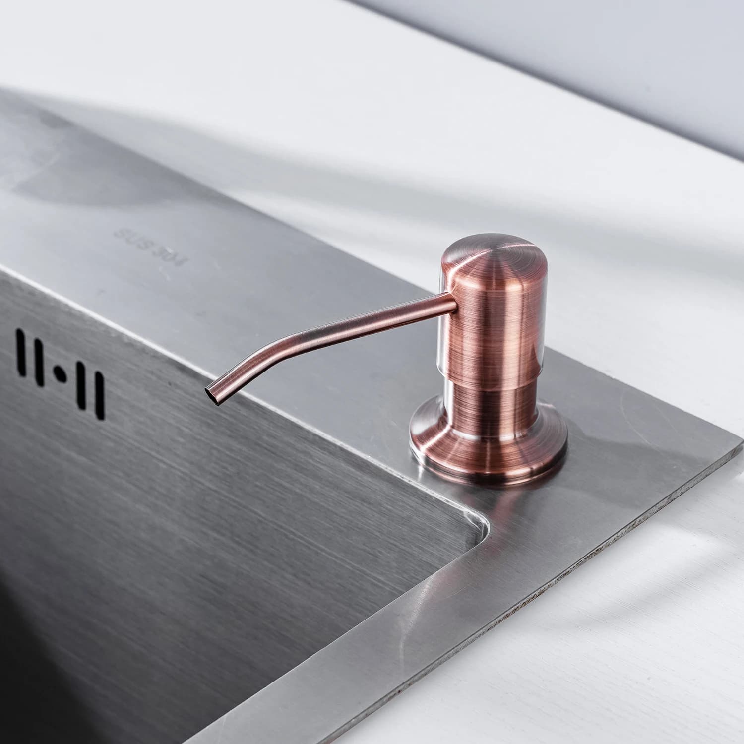 Dispensadores de jabón de cocina de 500ml, dispensador de jabón líquido con cabezal de acero inoxidable, dispensadores de jabón de bronce,
