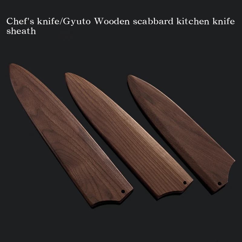 Funda para cuchillos de nogal norteamericano, ajuste universal para cuchillos de chef japoneses/chinoes/europeos, protector de hoja de madera