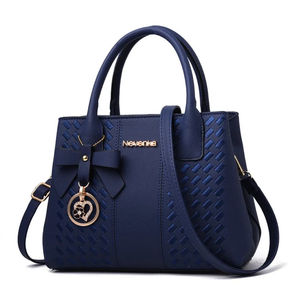 Bolsos de Hombro Casuales de Cuero PU con Colgante, Bolsos de Mano de Color Sólido para Mujer, Bolso Cruzado de Gran Capacidad con Relieve