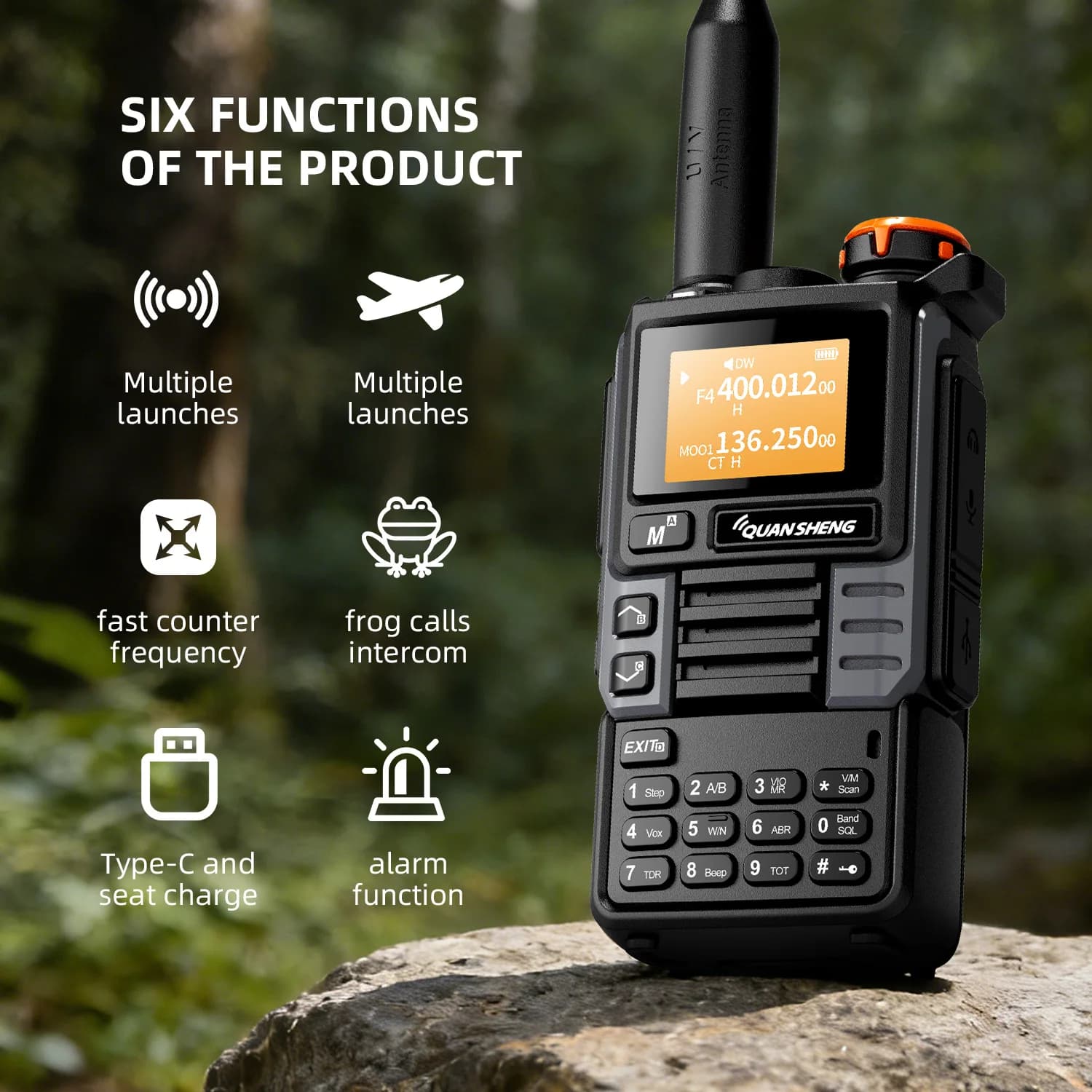 Quansheng-interfono UV-K6 (99), Radio de banda de aire de 5W, carga Tyep C, UHF, VHF, DTMF, FM, codificador, frecuencia inalámbrica NOAA