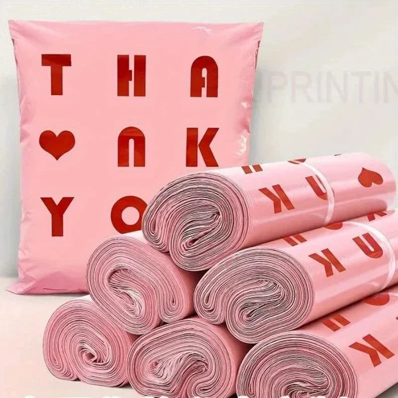Bolsa de embalaje rosa, bolsa de mensajería gruesa de 100 Uds., bolsa de compras duradera impermeable para ropa, logística, embalaje de regalo,